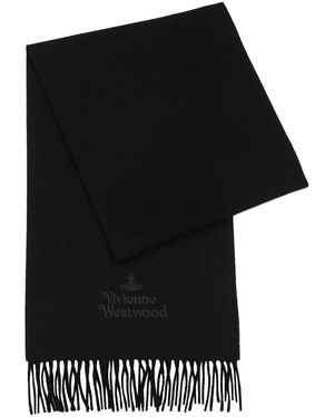 Vivienne Westwood Logo-Embroidered Wool Scarf - Black