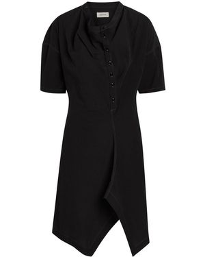 Lemaire Asymmetric Cotton Mini Dress - Black