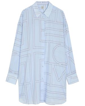 TOTEME Logo-Monogrammed Cotton-Blend Shirt - Blue