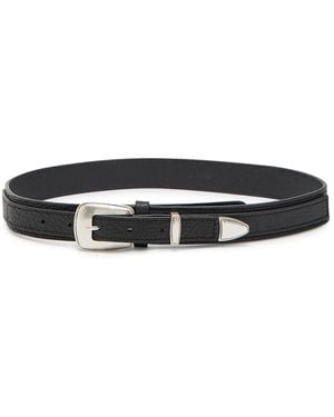 Lemaire Minimal Western Grained Leather Belt - Black
