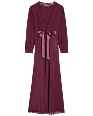 RIXO London Adaline Lace-Trim Silk-Chiffon Midi Dress - Purple
