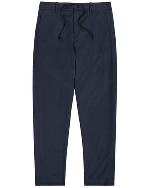 Canali Tapered-Leg Wool Pants - Blue