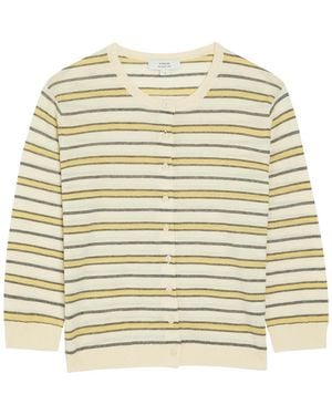 Vince Striped Cotton And Cashmere-Blend Cardigan - Natural