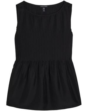 Eileen Fisher Pintucked Silk Top - Black