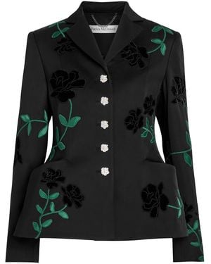 Patrick Mcdowell Elsie Rose-Appliquéd Woven Blazer - Black