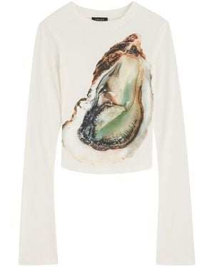 A.W.A.K.E. MODE Printed Cotton Top - White