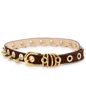 DEHANCHE Revenge Ring-Embellished Suede Belt - White