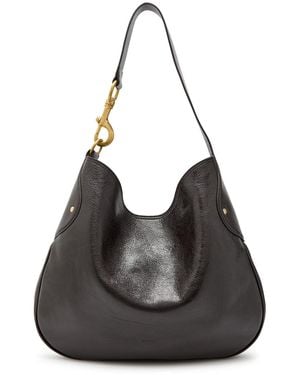 Mulberry Hackney Glossed Grained Leather Shoulder Bag - Black