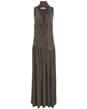 AYA MUSE Alyve Scarf-Effect Brushed Jersey Maxi Dress - Brown