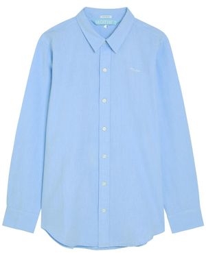 Mother The Bestie Logo-Embroidered Cotton Shirt - Blue