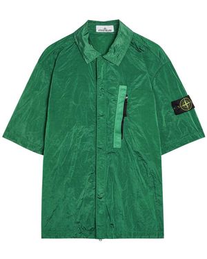 Stone Island Crinkled Nylon Overshirt - Green