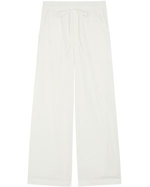Vince Double-Waist Drawstring Wide-Leg Cotton Pants - White