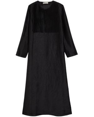Tory Burch Pintucked Linen And Silk-Blend Kaftan - Black