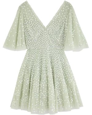 Needle & Thread Leila Dot Embellished Tulle Mini Dress - Green