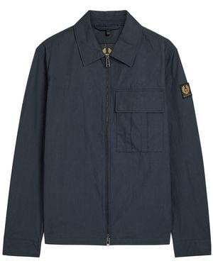Belstaff Cargo Logo-Appliquéd Cotton-Blend Overshirt - Blue