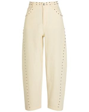 Never Fully Dressed Studded Barrel-Leg Jeans - Natural