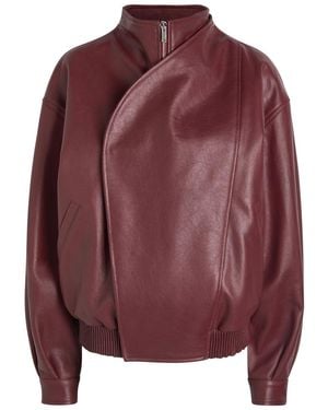 ARMARIUM Salma Grained Leather Bomber Jacket - Red