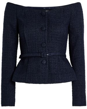 Roland Mouret Off-The-Shoulder Bouclé Top - Blue