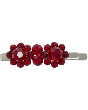 Simone Rocha Mini Flower Crystal-Embellished Hair Clip - Red