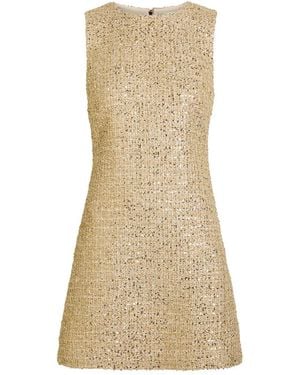 Alice + Olivia Cade Embellished Tweed Mini Dress - Natural