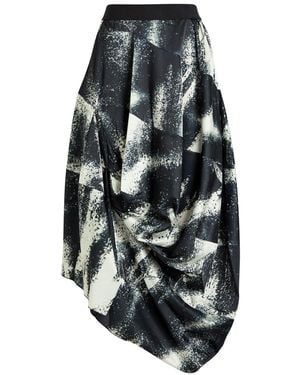 High Geek Printed Satin Midi Skirt - Gray