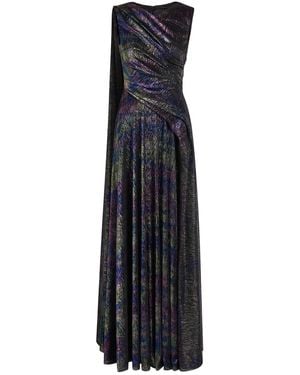 Talbot Runhof Scarf-Effect Metallic-Weave Gown - Blue