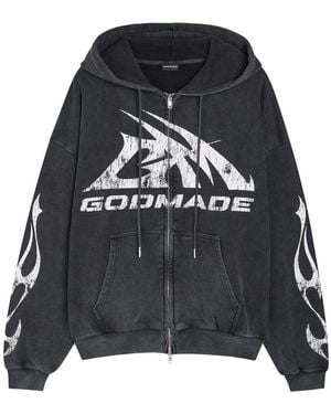 God Made Logo-Print Hooded Cotton Sweatshirt - Black