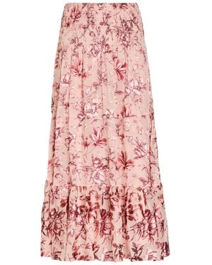 Alice + Olivia Stevie Devoré Chiffon Maxi Skirt - Red