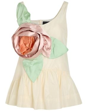 Simone Rocha Rosette Appliquéd Peplum-Hem Taffeta Top - Natural