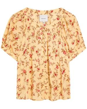 Reformation Calia Floral-Print Voile Blouse - White