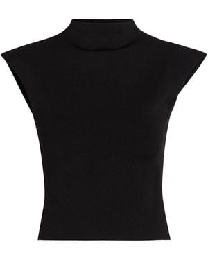 A.W.A.K.E. MODE Cap-Sleeve Close-Knit Top - Black