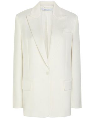 Another Tomorrow Oversized Twill Blazer - White