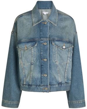 GOOD AMERICAN Cropped Denim Trucker Jacket - Blue