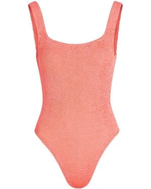 Hunza G Square-Neck Crinkle Swimsuit - Pink