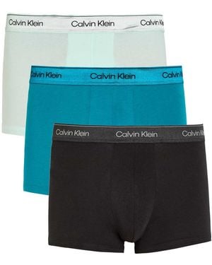Calvin Klein Icon Metallic Stretch-Cotton Trunks - Blue