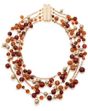 Rosantica Beaded-Plated Necklace - Brown