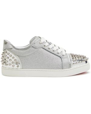 Christian Louboutin Viera Stud-Embellished Glittered Sneakers - White