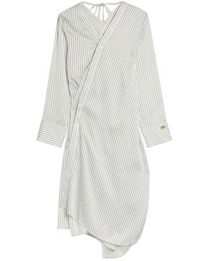 Acne Studios Striped Satin Midi Shirt Dress - White