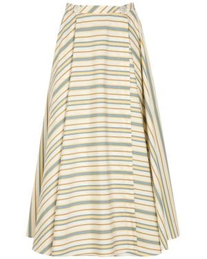 Thierry Colson Audrey Striped Cotton Midi Wrap Skirt - Natural