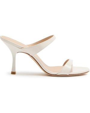 Stuart Weitzman Nudist 85 Patent Leather Mules - White
