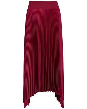 JOSEPH Ade Plissé Satin Midi Skirt - Red