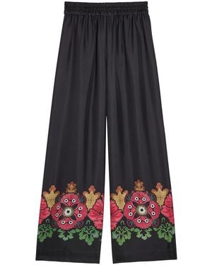 La DoubleJ Printed Silk Palazzo Wide-Leg Pants - Blue