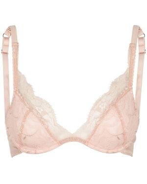 Fleur Of England Signature Silk-Blend Plunge Bra - Pink