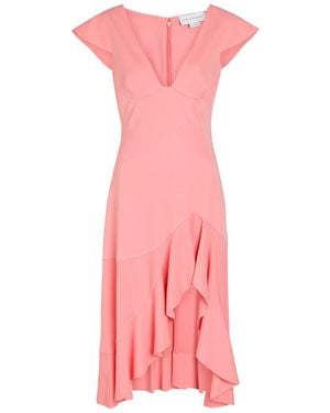 Stella McCartney Frill Asymmetric Woven Midi Dress - Pink
