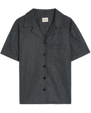 KHAITE Riordan Melange Wool-Blend Shirt - Black