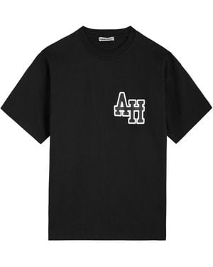 Annie Hood University Logo-Print Cotton T-Shirt - Black