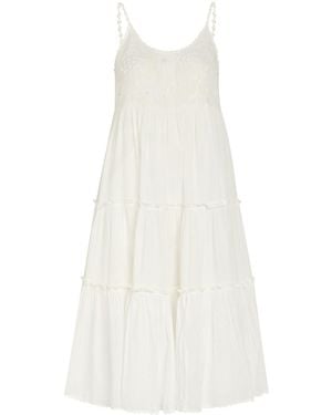 Thierry Colson Veruschka Embroidered Cotton Midi Dress - White