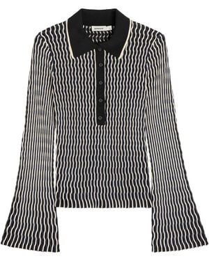 Jonathan Simkhai Collen Textured Knit Polo Top - Black