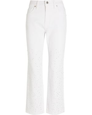 GOOD AMERICAN Good Icon Pearl-Embellished Straight-Leg Jeans - White