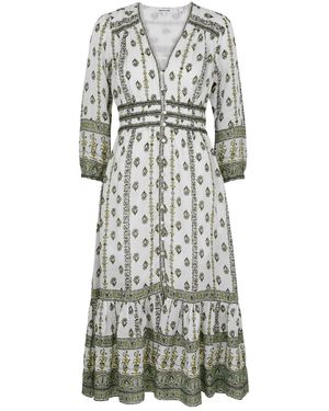 Veronica Beard Castella Printed Ramie Midi Dress - Gray